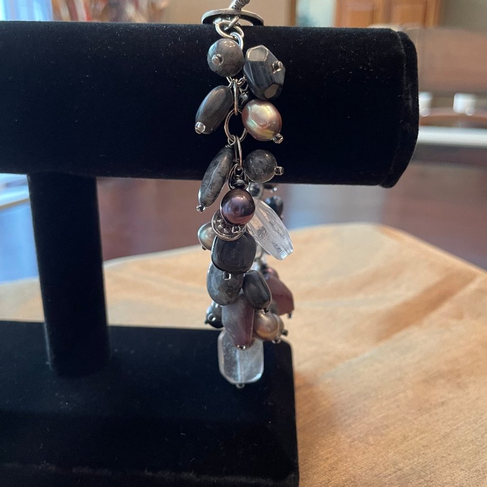 Silpada B1777 Shell, Hematite, Chalcedony, Silver and Gray Pearl Bracelet